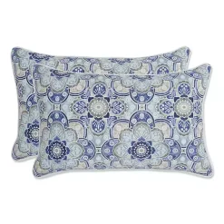 Blue Emilia Outdoor Lumbar Pillows, Set of 2