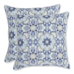 Blue Emilia Outdoor Throw Pillows, Set of 2