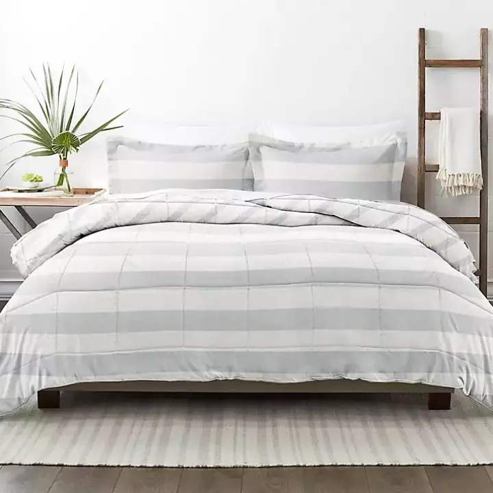 Blue Faded Stripe 3-pc. King Duvet Cover Set