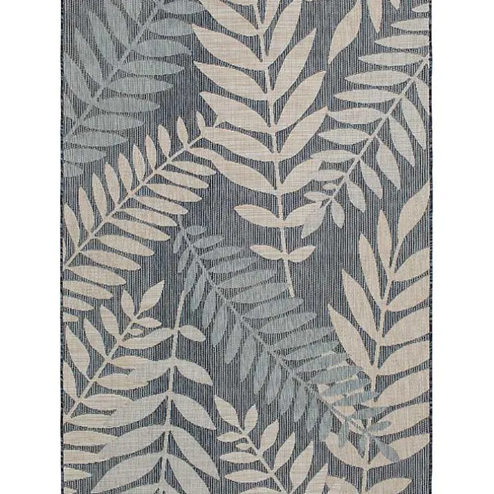 Blue Fern Leaves Indoor/Outdoor Area Rug, 5x7