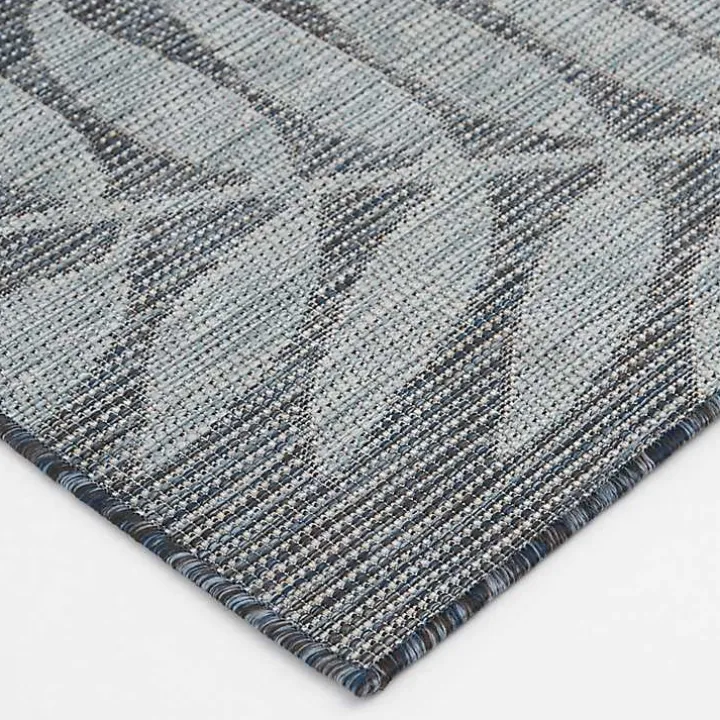 Blue Fern Leaves Indoor/Outdoor Area Rug, 5x7