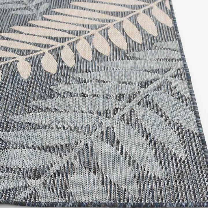 Blue Fern Leaves Indoor/Outdoor Area Rug, 5x7