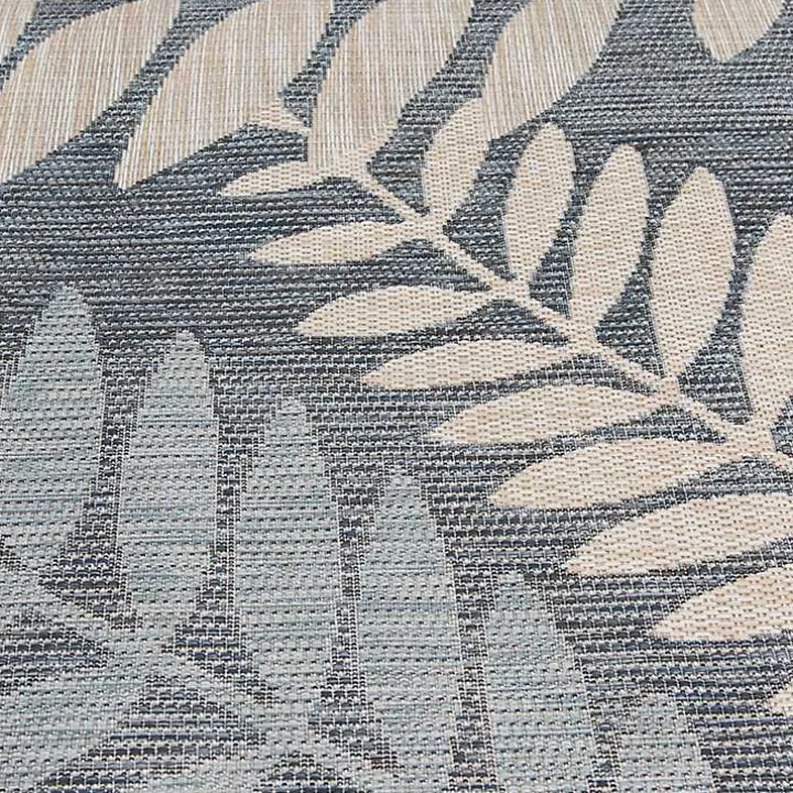 Blue Fern Leaves Indoor/Outdoor Area Rug, 5x7