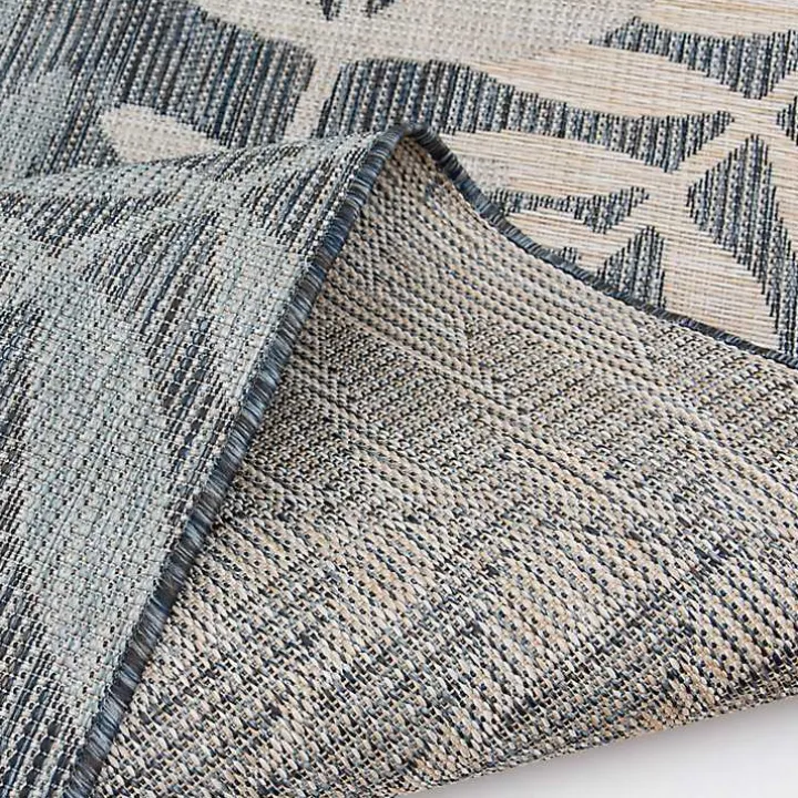 Blue Fern Leaves Indoor/Outdoor Area Rug, 5x7