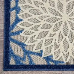 Blue Floral Burst Outdoor Area Rug, 6x9