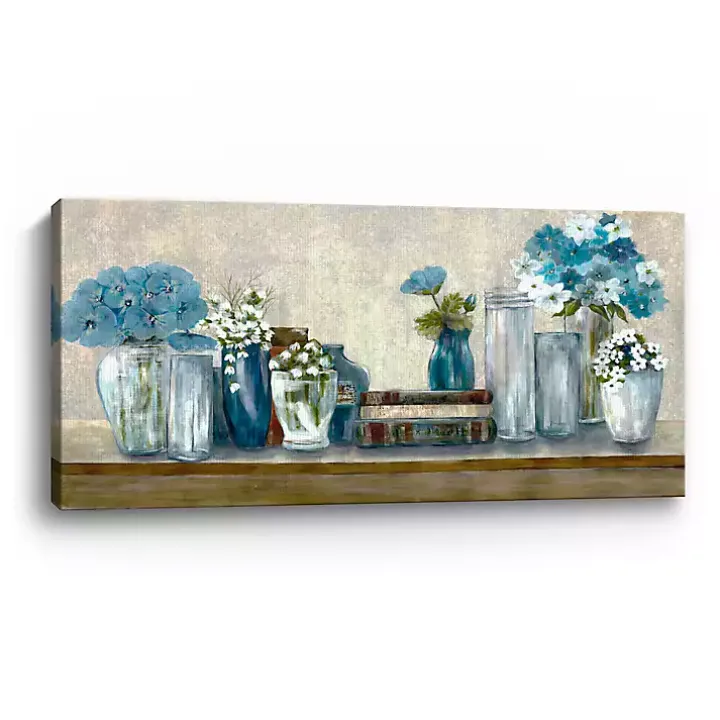 Blue Floral Desk Giclee Canvas Print, 60x30 in.