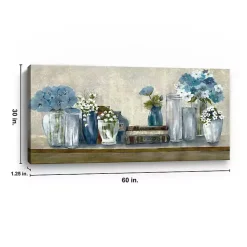 Blue Floral Desk Giclee Canvas Print, 60x30 in.