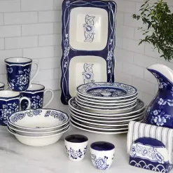 Blue Floral Hand Painted 16-pc. Dinnerware Set
