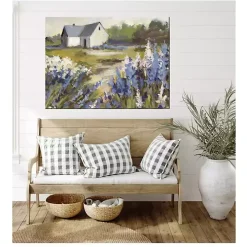 Blue Floral Meadow Outdoor Canvas Art Print