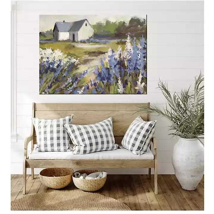 Blue Floral Meadow Outdoor Canvas Art Print