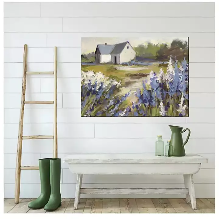 Blue Floral Meadow Outdoor Canvas Art Print