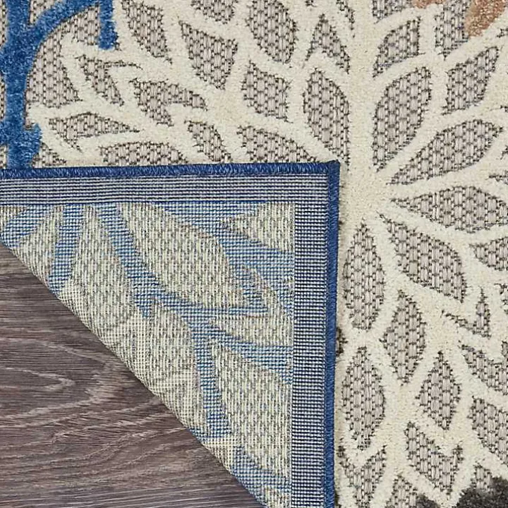Blue Floral Outdoor Area Rug, 7x10