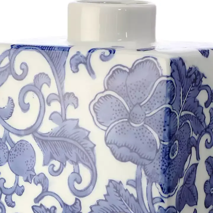 Blue Floral Rectangle Vase
