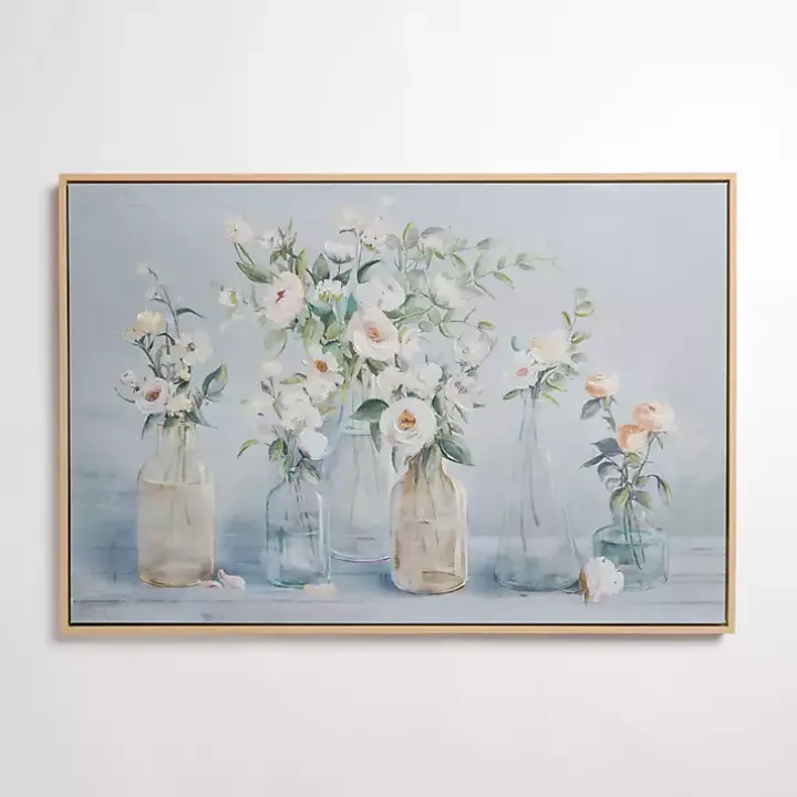 Blue Floral Still Life Framed Canvas Art Print