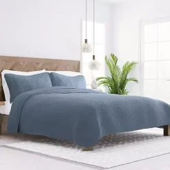 Blue Floral Stitch 2-pc. Twin Quilt Set