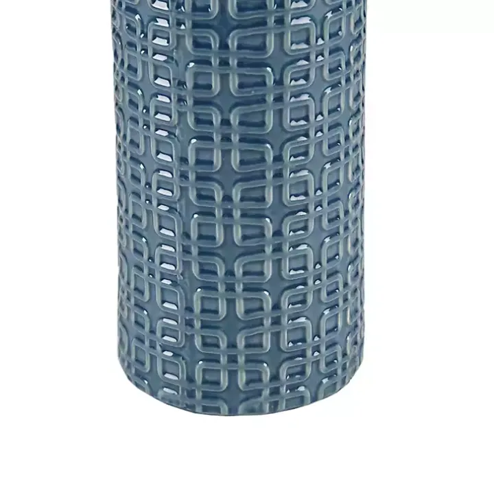 Blue Geometric Ceramic Table Lamp