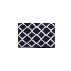 Blue Geometric Pattern Reversible Bath Mat, 34 in.