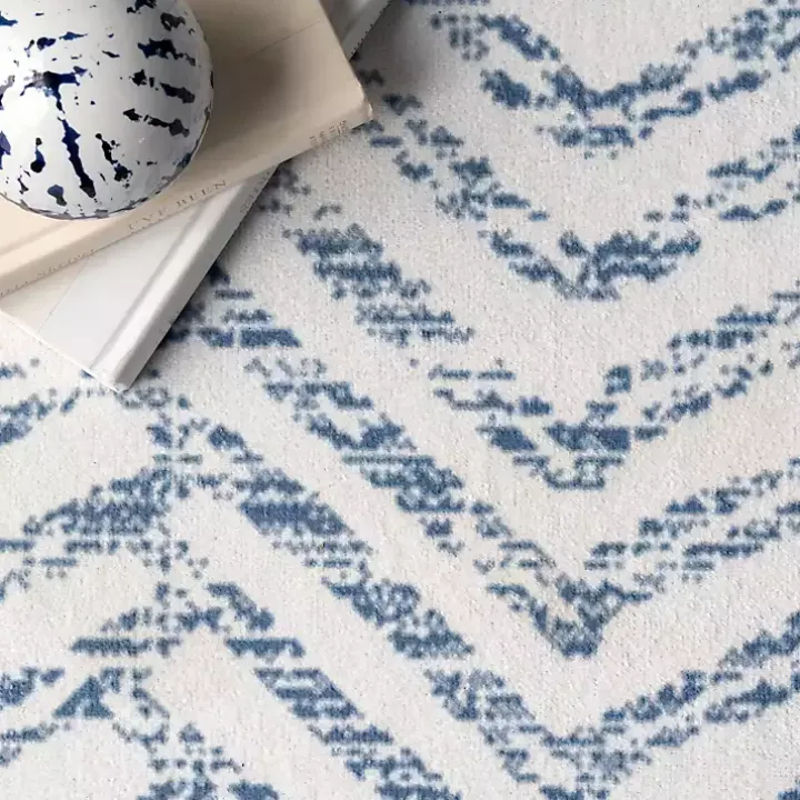 Blue Geometric Pattern Washable Area Rug, 3x5