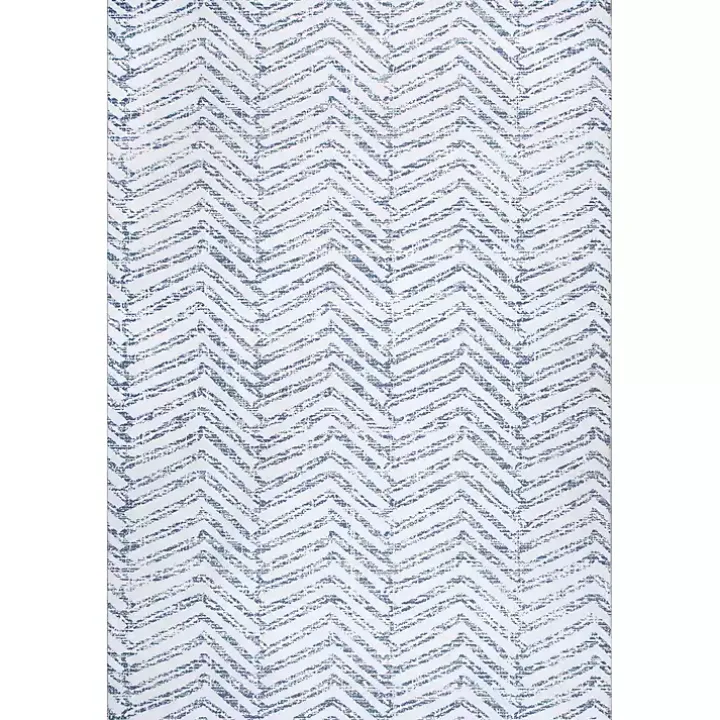 Blue Geometric Pattern Washable Area Rug, 5x8