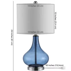 Blue Glass Curved Brooks Table Lamp