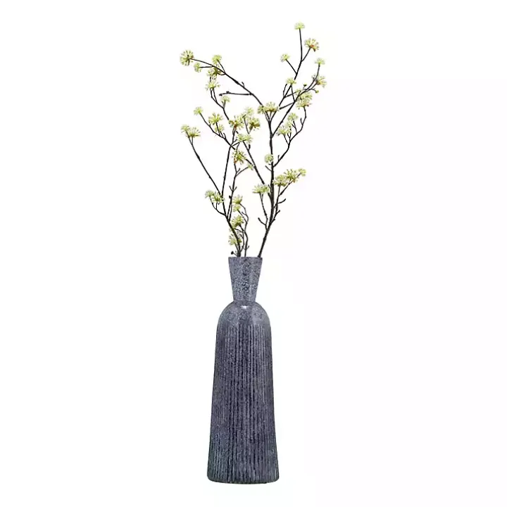 Blue Grooved Glass Vase, 20in