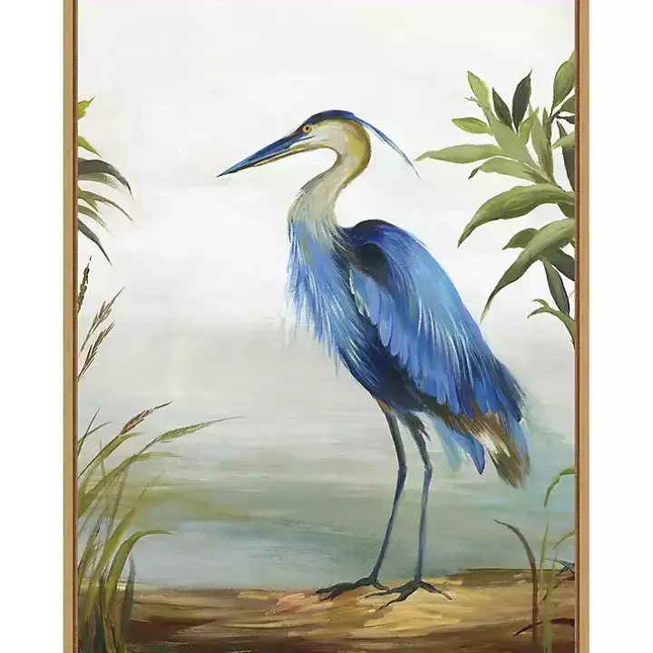 Blue Heron Framed Canvas Art Print