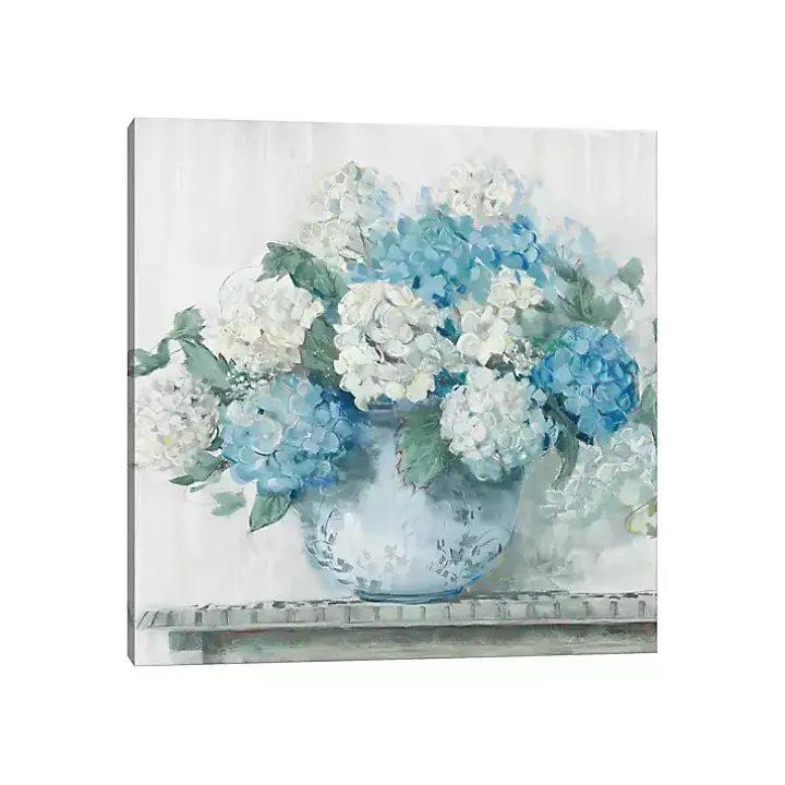Blue Hydrangea Cottage Canvas Print