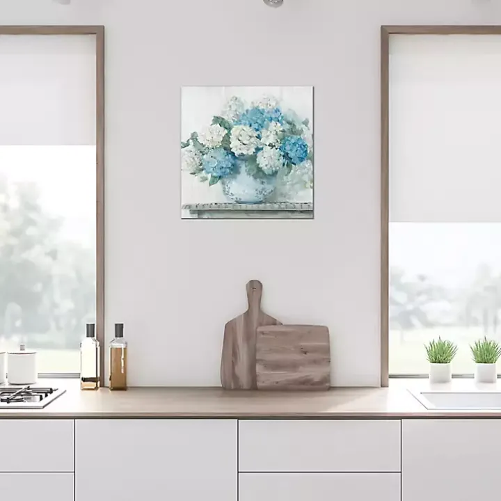 Blue Hydrangea Cottage Canvas Print