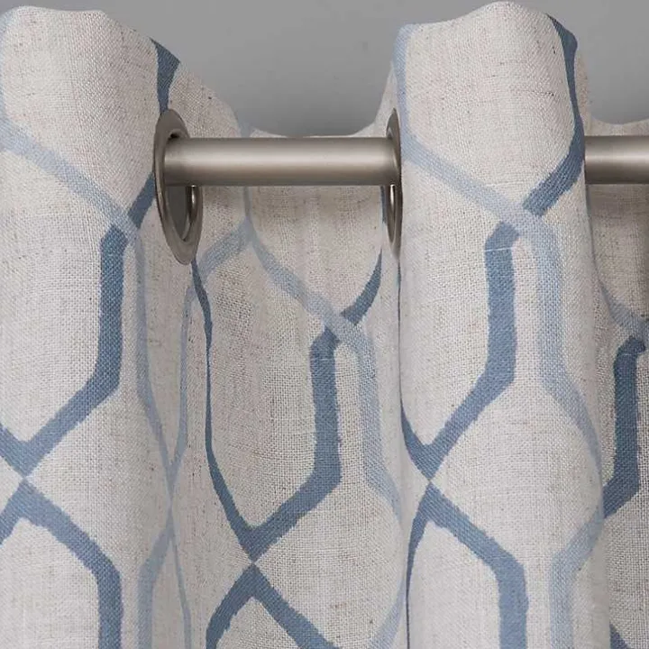 Blue Interlock Single Curtain Panel, 84 in.