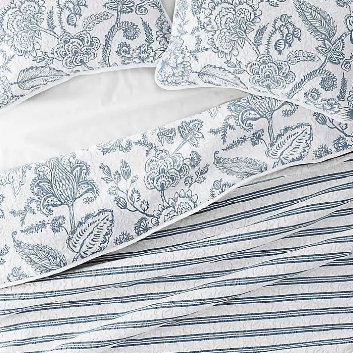 Blue Jacobean Reversible 2-pc. Twin Quilt Set