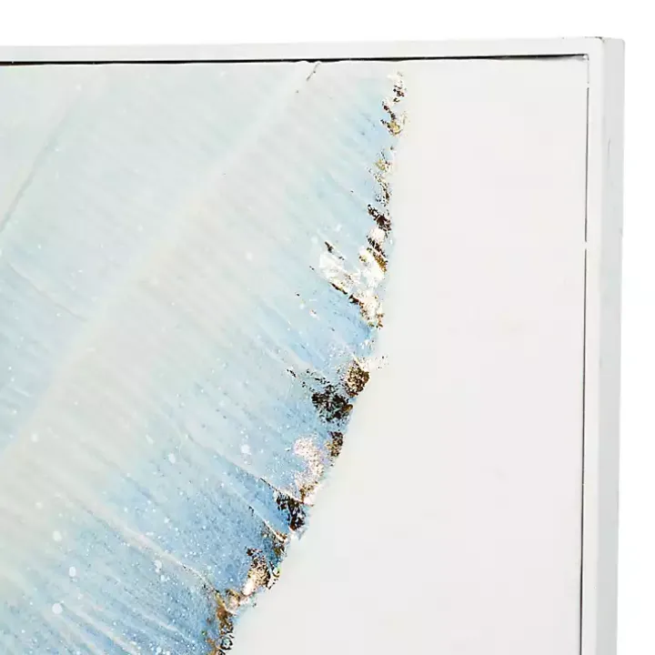 Blue Leaves Coastal Metal Art Print