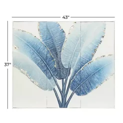 Blue Leaves Coastal Metal Art Print
