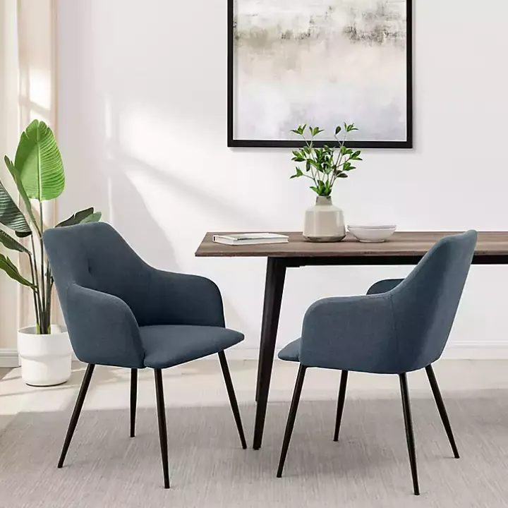 Blue Lily Upholstered Dining Chairs, Set of 2