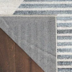 Blue Linear Geometric Washable Runner, 2x12