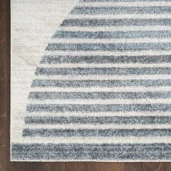Blue Linear Geometric Washable Runner, 2x12