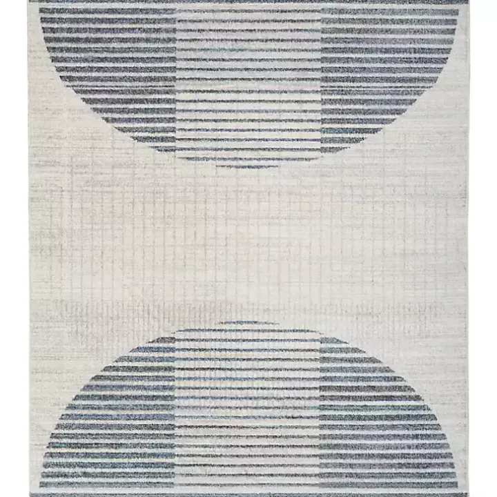 Blue Linear Geometric Washable Area Rug, 9x12