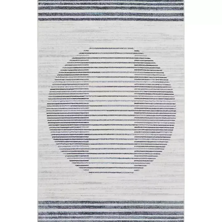 Blue Linear Sphere Washable Accent Rug, 2x4