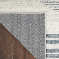 Blue Linear Sphere Washable Area Rug, 3x5