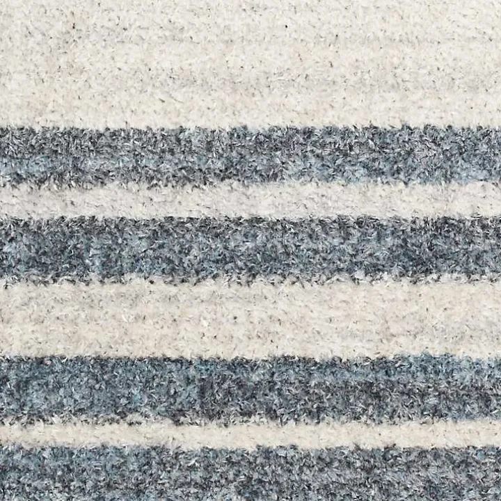 Blue Linear Sphere Washable Area Rug, 4x6