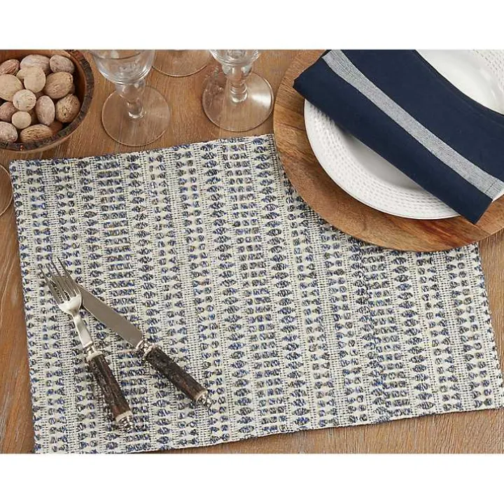 Blue Lines Woven Placemats, Set of 4