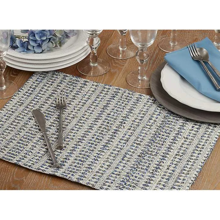 Blue Lines Woven Placemats, Set of 4