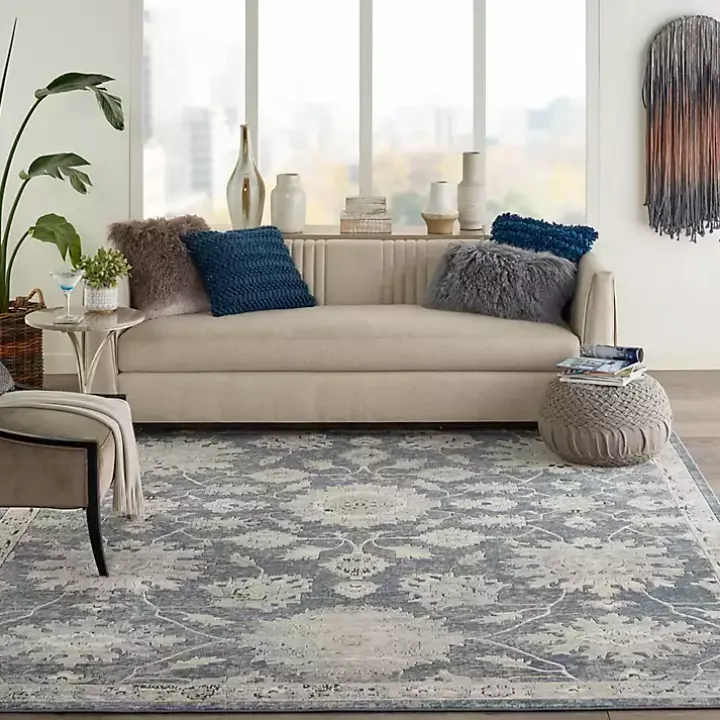 Blue Lush Vines Area Rug, 8x10