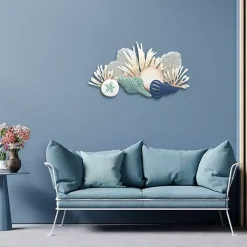 Blue Metal Reef and Shell Wall Plaque