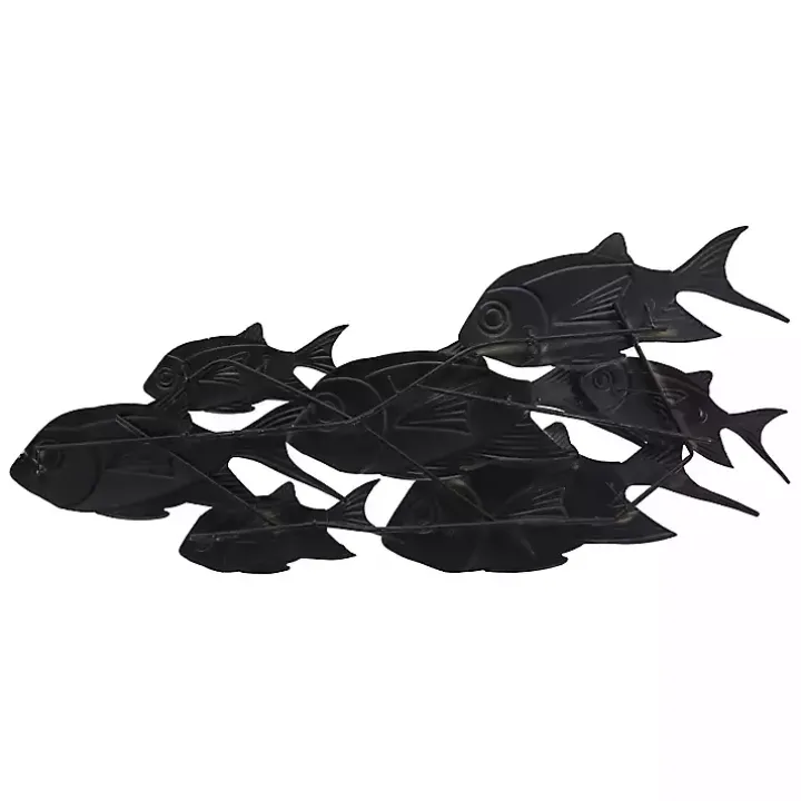 Blue Metal School of Fish Wall Plaque