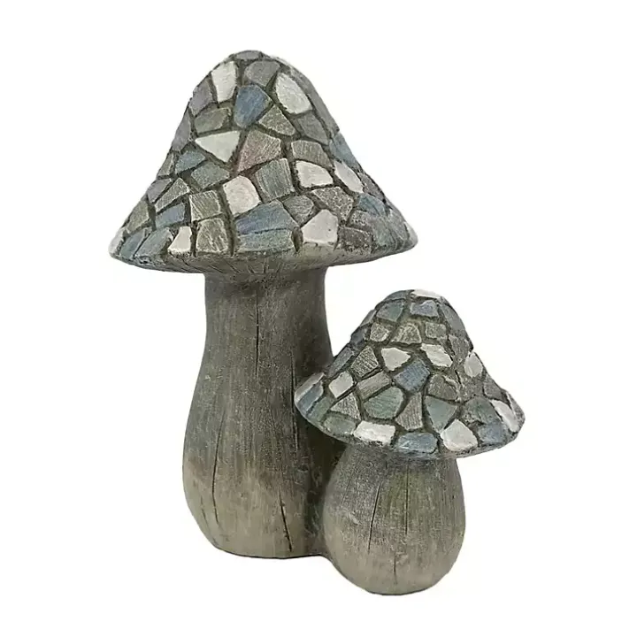 Blue Mosaic Mushrooms Outdoor Statue
