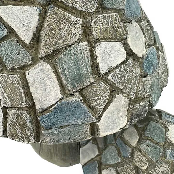 Blue Mosaic Mushrooms Outdoor Statue