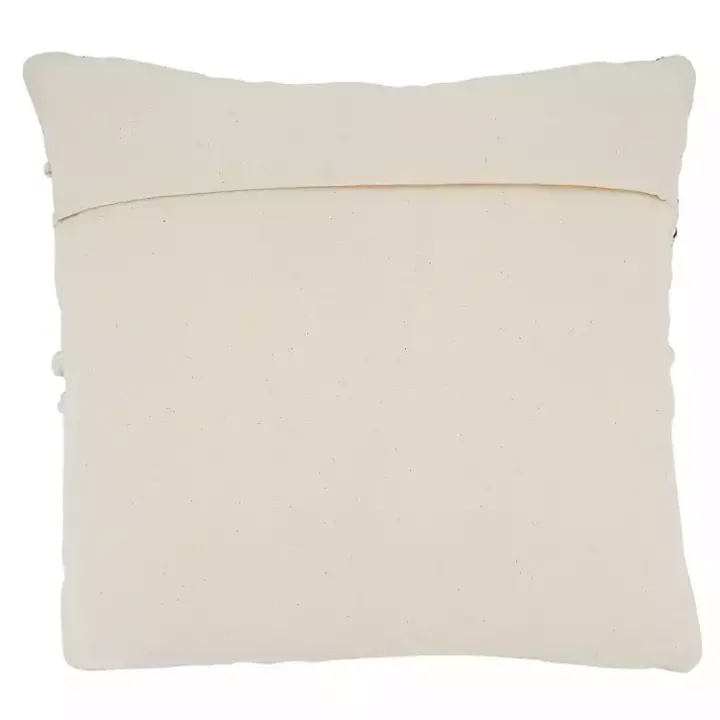 Blue Natural Chindi Fringe Cotton Pillow