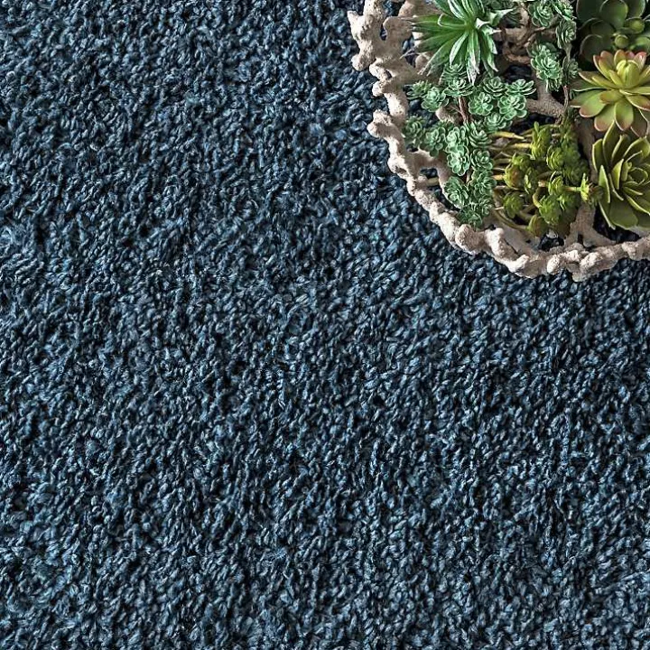 Blue Neva Plush Shag Area Rug, 5x7