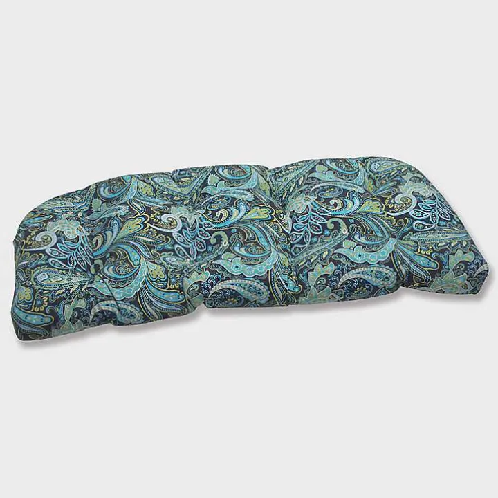 Blue Paisley Outdoor Settee Cushion