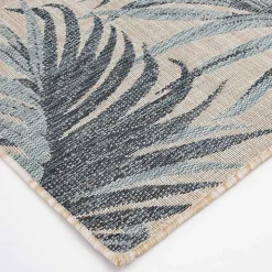 Blue Palm Fronds Lava Indoor/Outdoor Area Rug, 5x7
